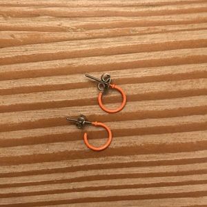 Mini bright orange hoop earrings